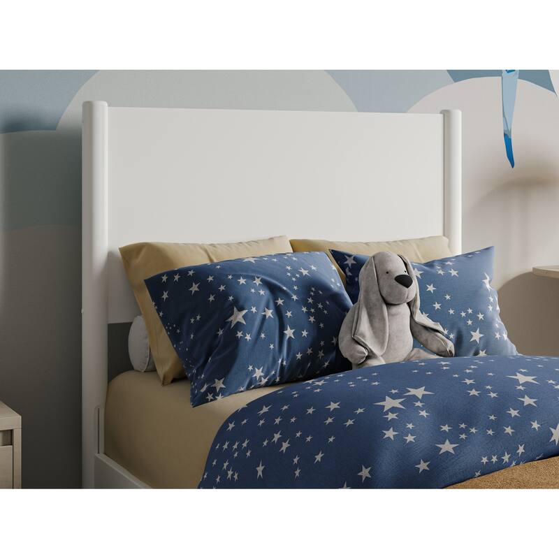 Rustic Ranch Twin Platform Bed - Solid Wood Low Profile Bed Frame in White