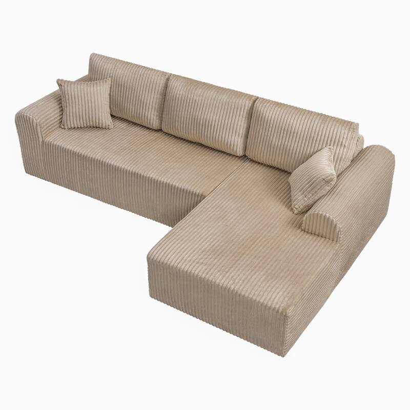 109" Cloud Modular Sectional Sofa Couch with L-Shaped Chaise, Minimalist Upholstered Corner Sofa, Deep Seat Couch