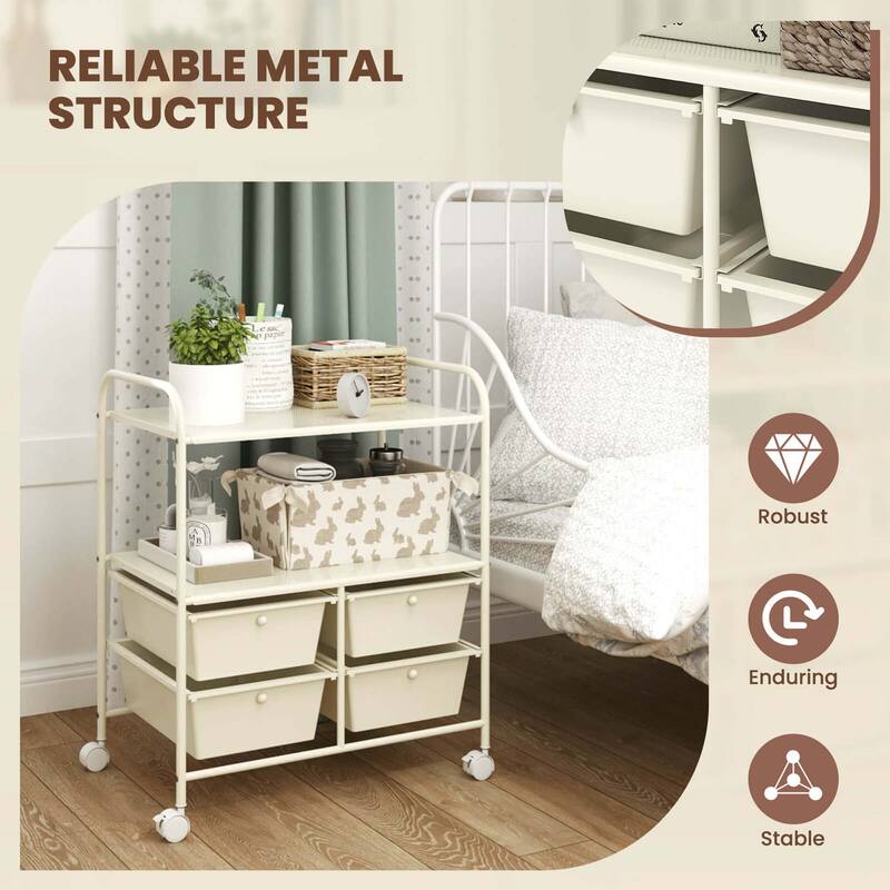 Costway 4Drawer Rolling Storage Cart shelf Scrapbook Paper Office - See Details