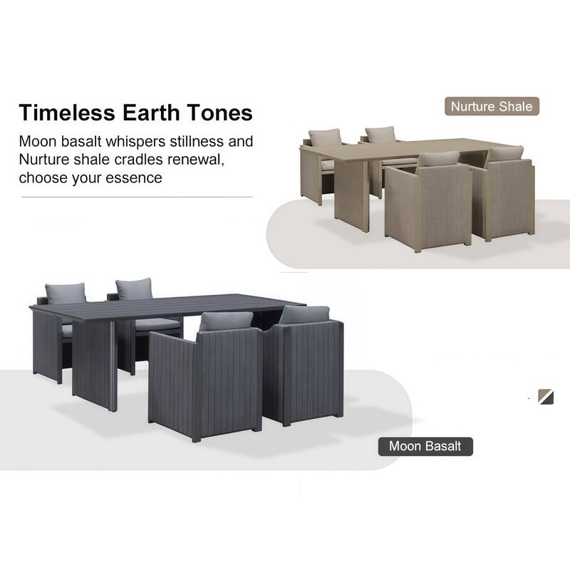 PURPLE LEAF Sanori Patio outdoor Dining Set Modern Large Weather-Resistant Aluminum for Garden Backyard Kitchen