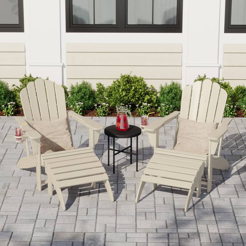 Aderson Outdoor Poly Adirondack Chair with Ottoman 4-Piece Set