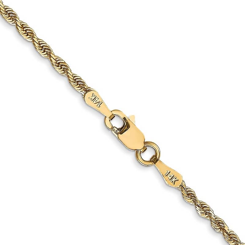 Curata Women's 14k Yellow Gold 2.0mm Diamond-Cut Quadruple Rope Chain Anklet - 10 Inch