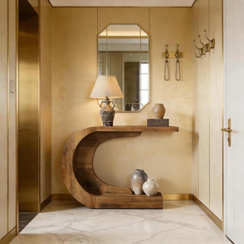 Contemporary C-Shaped Hallway Console Table