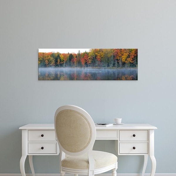 Easy Art Prints Panoramic Image 'Trees in autumn at Lake Hiawatha, Alger County, Upper Peninsula, Michigan' Canvas Art