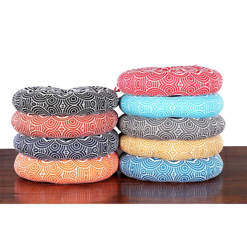 Handmade Cotton Round Chair Pads Cushions Seat Pad with Ties 15''x15'' for Dinning Chairs Office Chair Bench (Set of2)