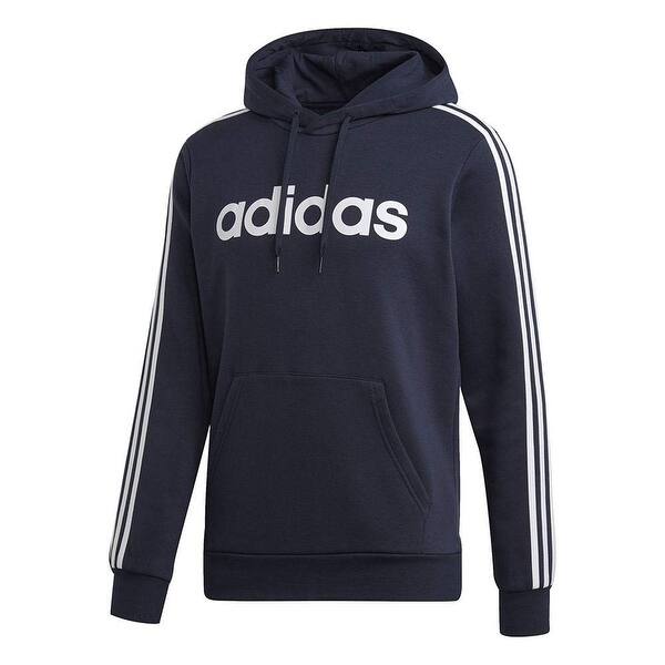 Shop Adidas Mens Essentials 3 Stripes Pullover Fleece Hooded Sweatshirt Adult Legend Ink White Overstock 29187776