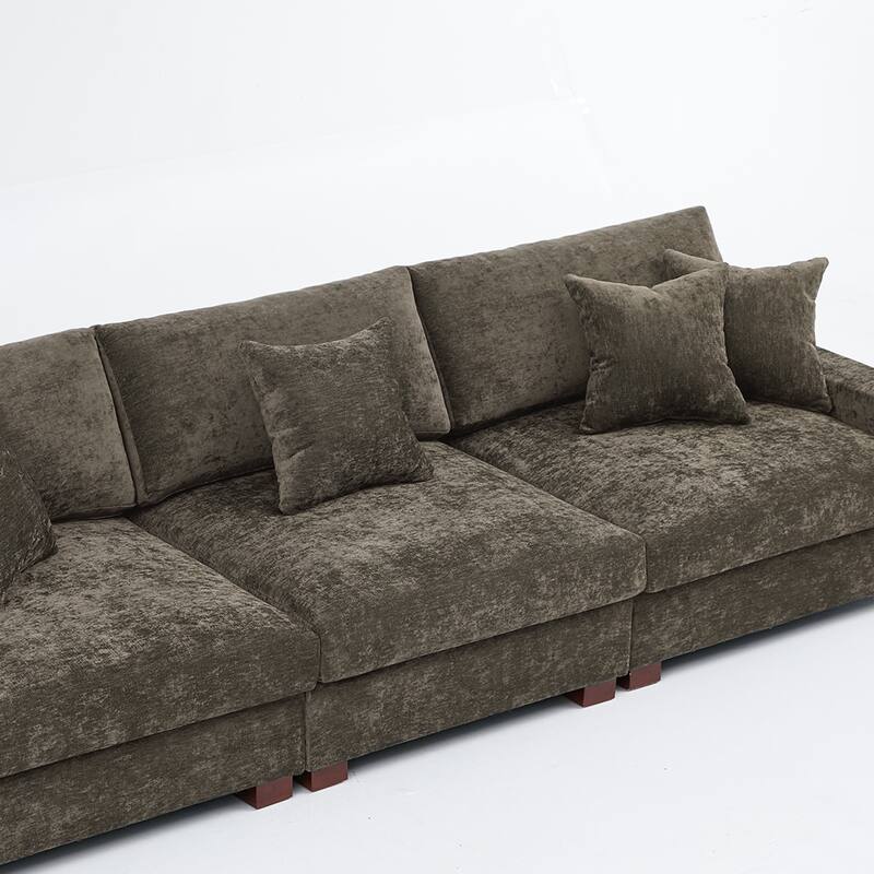 Modern Upholstered Chenille Modular Sectional Sofa with Pillow