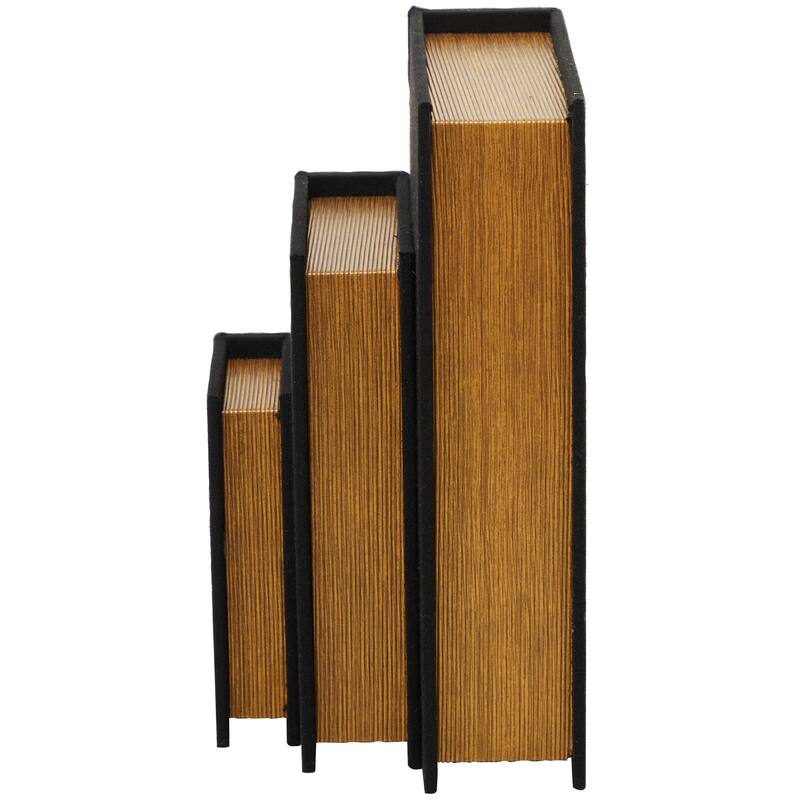 Burlap Leather Canvas Book Box Various Designs (Set of 3)