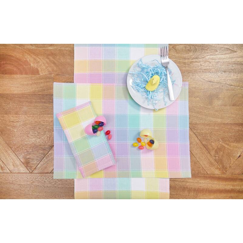 Hana Color Block Plaid Placemats Set of 6, 13" x 19" - Multicolored