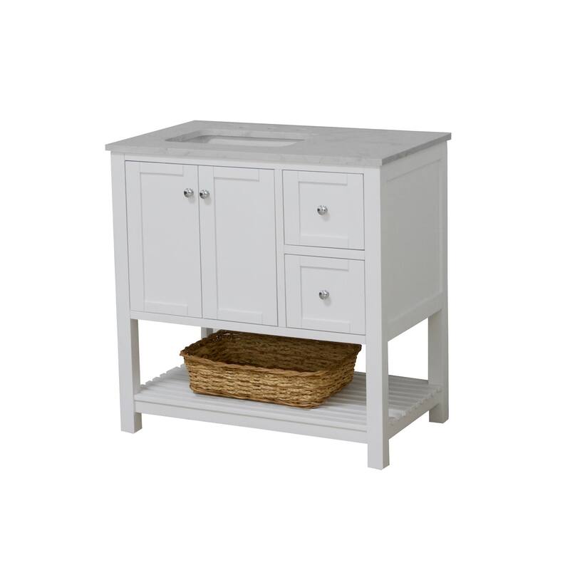 KitchenBathCollection Lakeshore 36" Bathroom Vanity with Engineered Carrara Top
