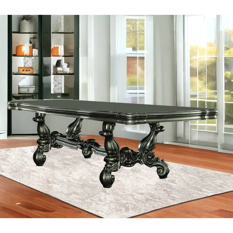 46" Green Solid Wood Trestle Base Dining Table - Green