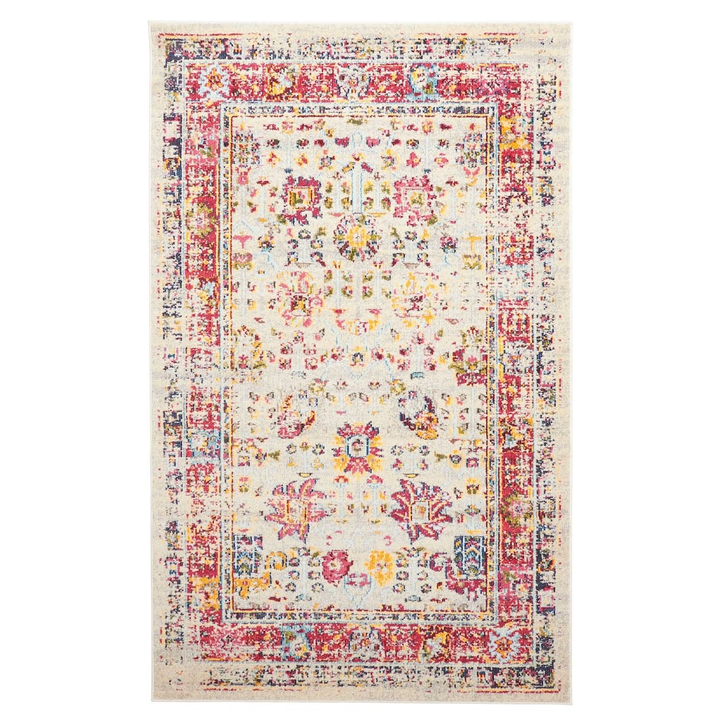 ECARPETGALLERY Machine Made Jasmine Ivory Area Rug