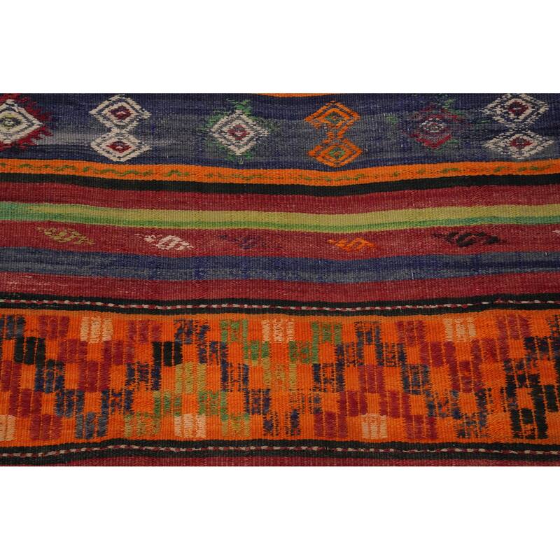 Hand Woven Oriental 100% Wool Carpet Southwestern Tribal Multi-Colored Kilim Area Rug - 7' 5'' X 6' 0''
