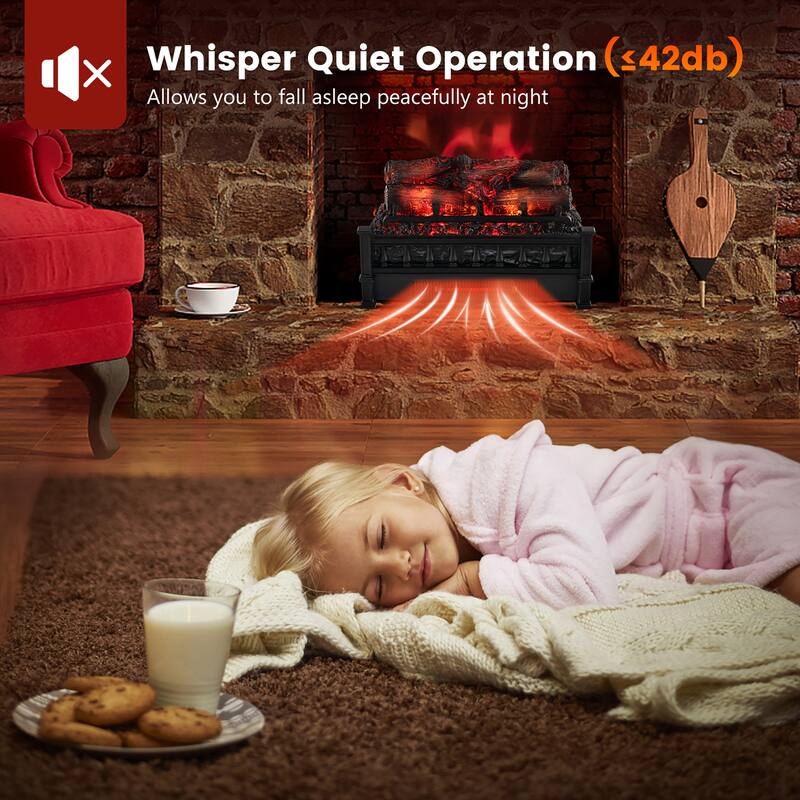 Gymax 20'' Infrared Quartz Electric Fireplace Heater W/ Pinewood Ember