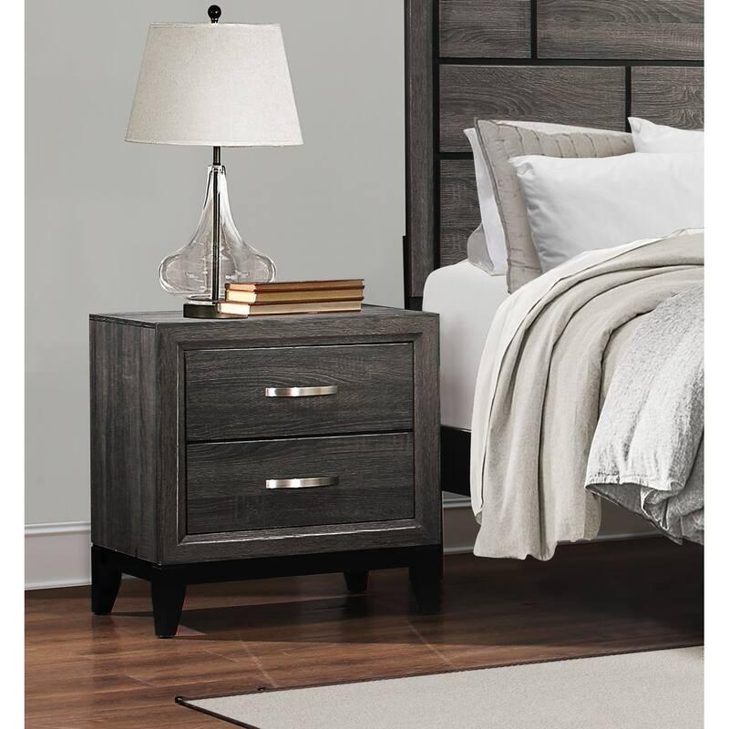 Contemporary Gray Nightstand, Dovetail Drawers, Unique Design, Bedroom Furniture