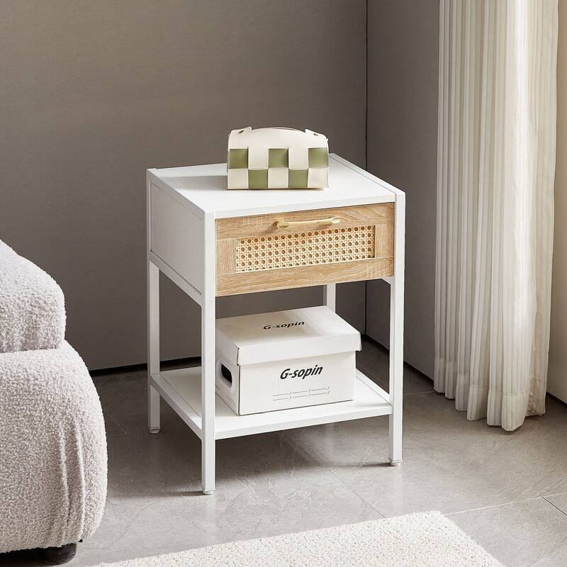 1-Piece or 2-Piece 15.74" Rattan Side Table with Drawer