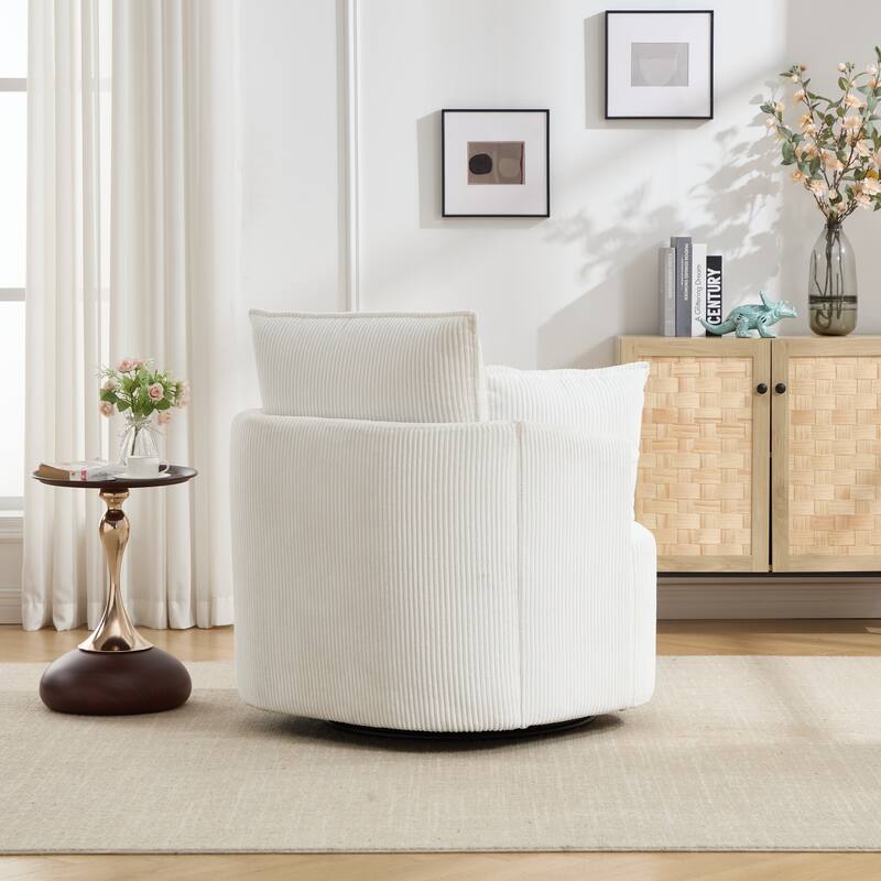 GDFStudio - Thaddeus Swivel Chair in Solid Wood Frame with 360° Metal Base.