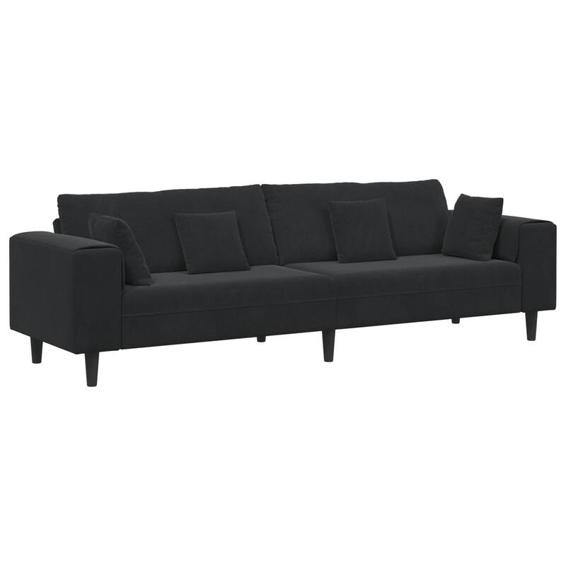 vidaXL Velvet Sofa with Cushion with Pillow Black/Dark Grey 208 cm Velvet