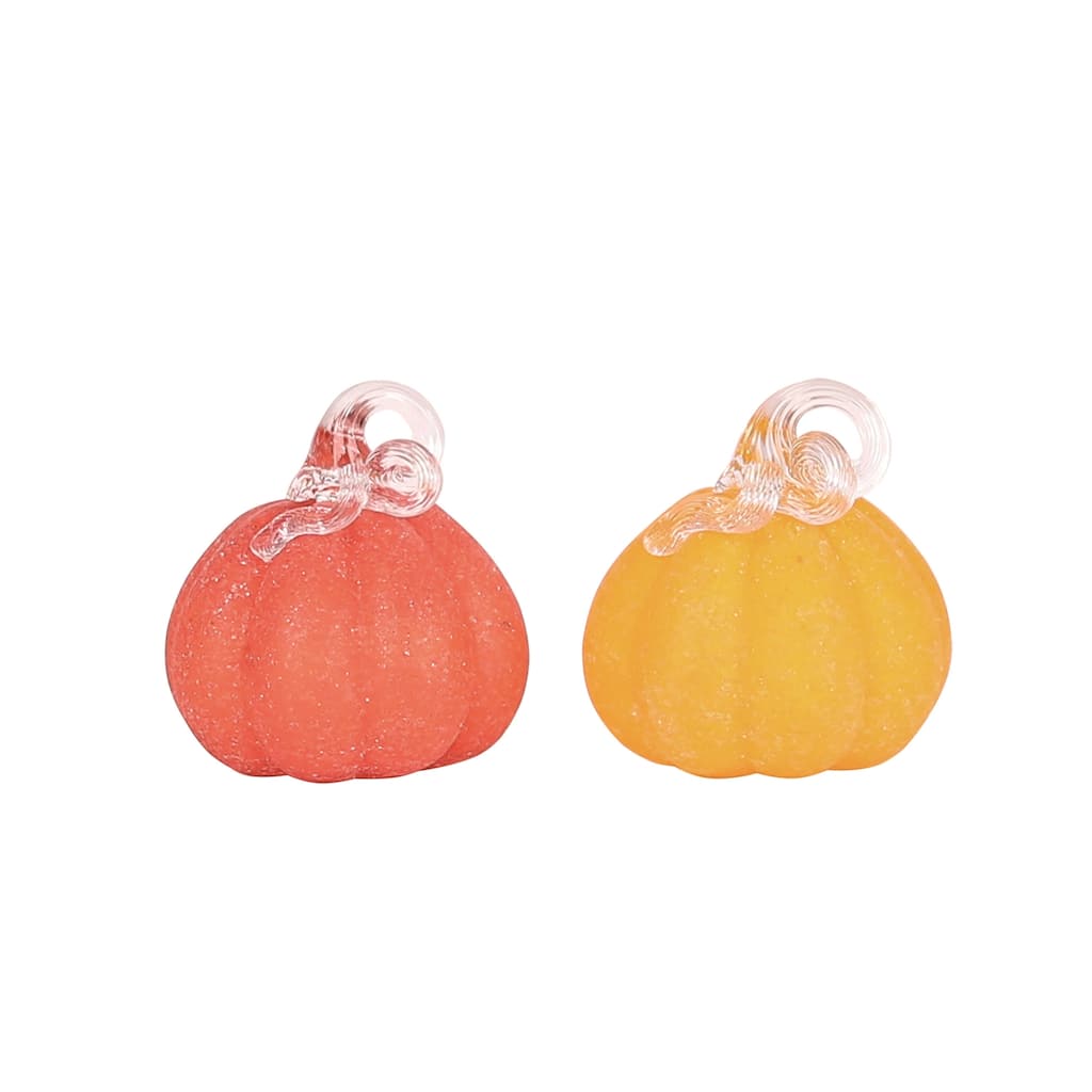 Transpac Glass Harvest Pumpkin Set of 2 Fall/Harvest Home Decorations