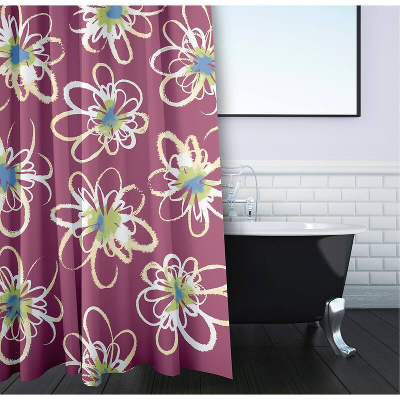 71 x 74-inch Penelope Floral Geometric Print Shower Curtain