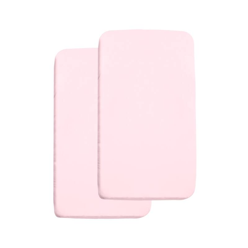 BreathableBaby All-in-One Fitted Sheet & Waterproof Cover for 36" x 18" Cradle Mattress (2-Pack) - Light Pink