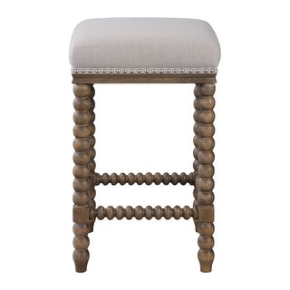 Uttermost Pryce 15" Wide Wooden Upholstered Counter Stool with