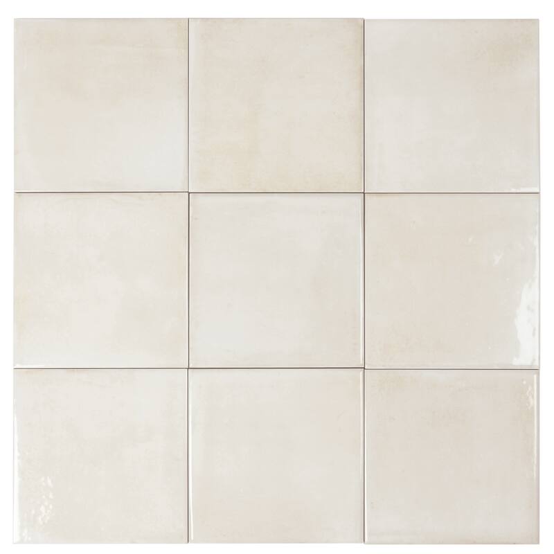 Zahara 6x6 Creamy off-white Porcelain Zellige Square Wall and Floor Tile (5.38 sq ft/case) - 22 Pack