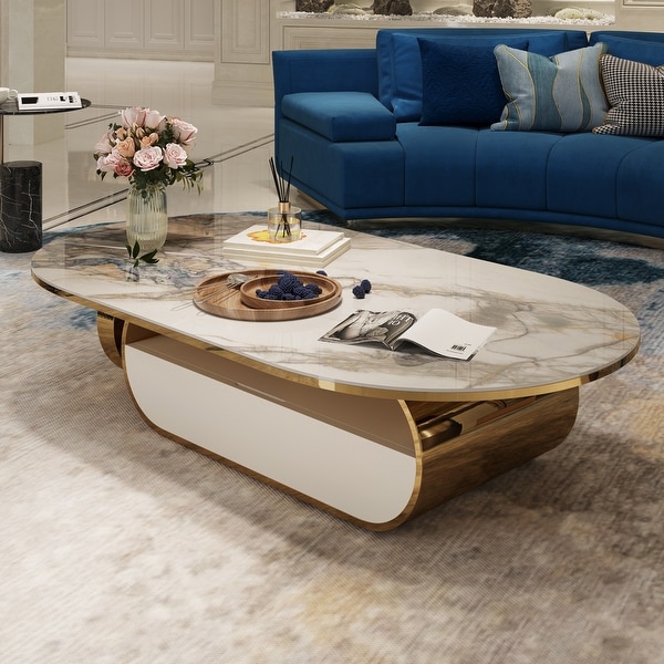 Faux Marble Coffee Table with Storage - On Sale - Bed Bath & Beyond ...
