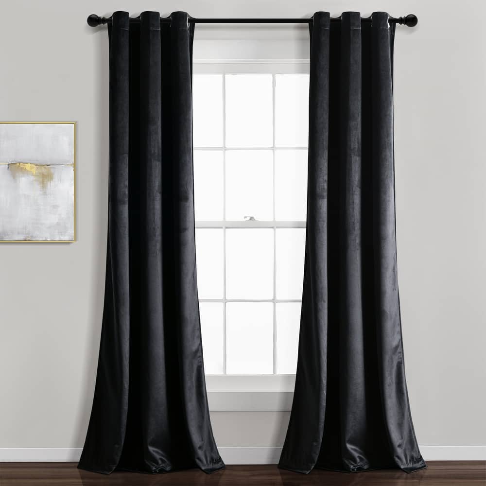 Porch & Den Lapeyrous Velvet Solid Room Darkening Window Curtain Panel Set