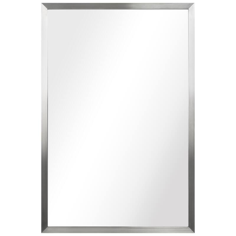 Contempo Stainless Steel Gold Wall Mirror - 24" x 36" - Brushed Silver