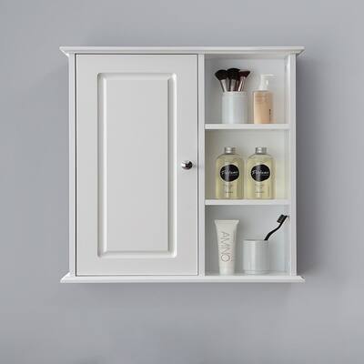 MEDUNJESS Wall Mounted Bathroom Cabinet With 1 Cabinet Doors And 2 Open Shelf