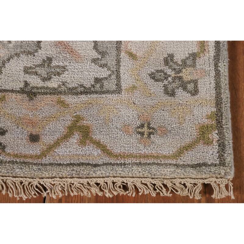 Floral Grey Oushak Oriental Runner Rug Handmade Wool Carpet - 2'7"x 9'11"