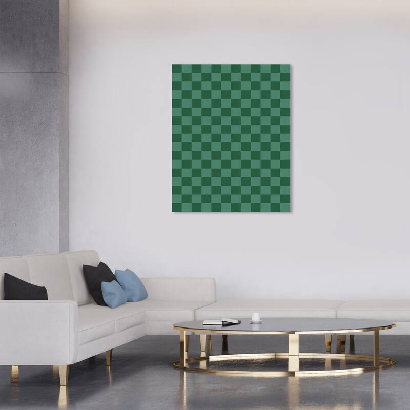 Wynwood Studio Canvas Abstract Green Kingdom Checkered Green Modern & Contemporary Wall Art Canvas Print - 30 x 36
