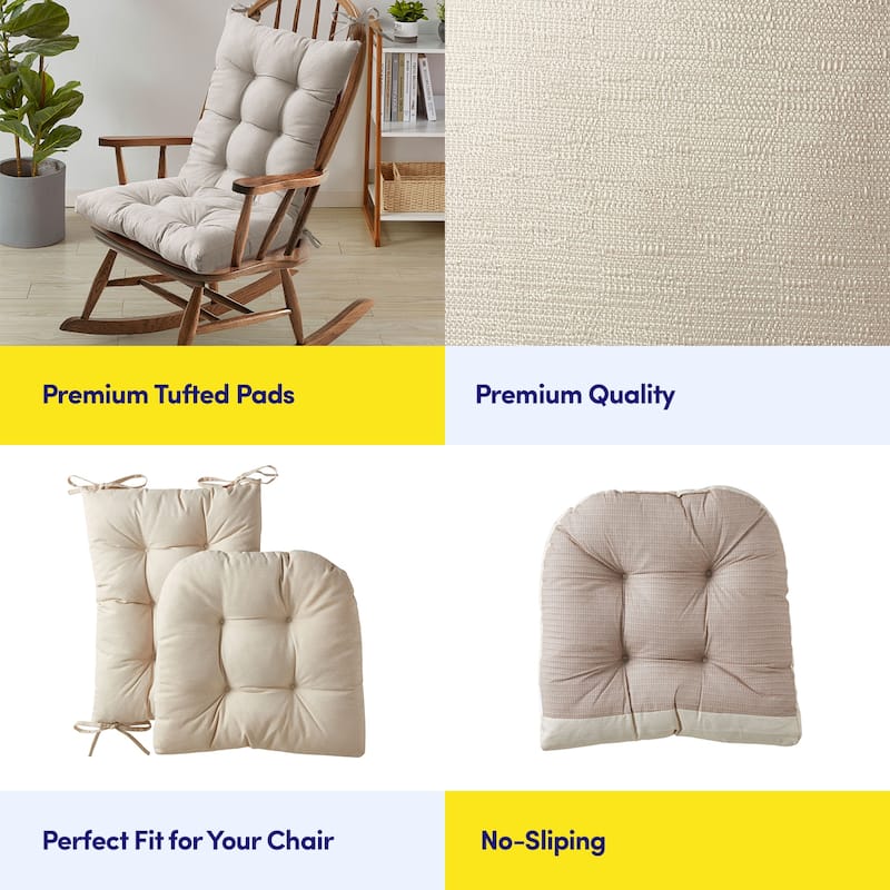 Sweet Home Collection Rocking Chair Tufted Non Slip Cushion Set