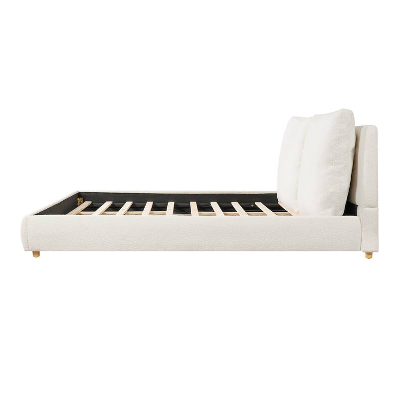 Christopher Knight Home - Charlotte Upholstered Platform Bed with Removable Pillow Headboard