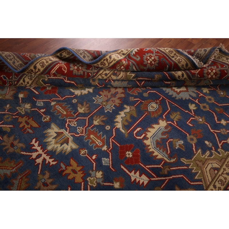 Blue Oushak Oriental Large Area Rug Handmade Wool Carpet - 7'11" X 15'9"