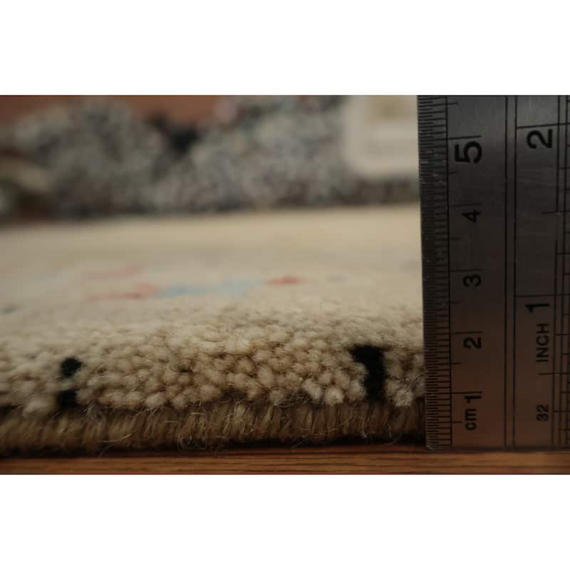 Hand Knotted Oriental 100% Wool Carpet Modern Bordered Yellow & Gold Gabbeh Area Rug - 6' 0'' X 3' 11''