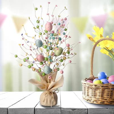 Wood Bead And Easter Egg Tree 20"