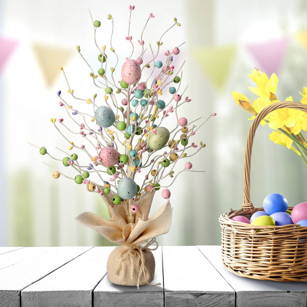 Wood Bead And Easter Egg Tree 20"