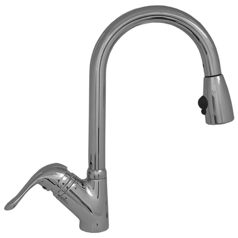 Whitehaus Collection Single Hole/Single Lever Handle Faucet with Pull Down Spray Head - Chrome/Clear