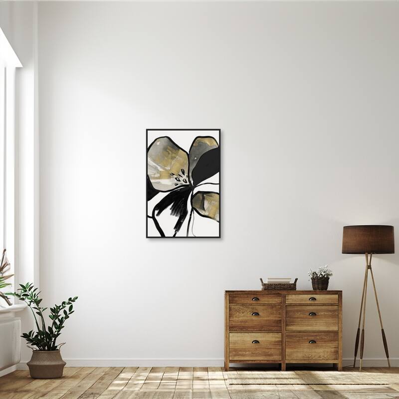 Yellow Botanical II by PI Studio Framed Canvas Wall Art Print - Sylvie Black