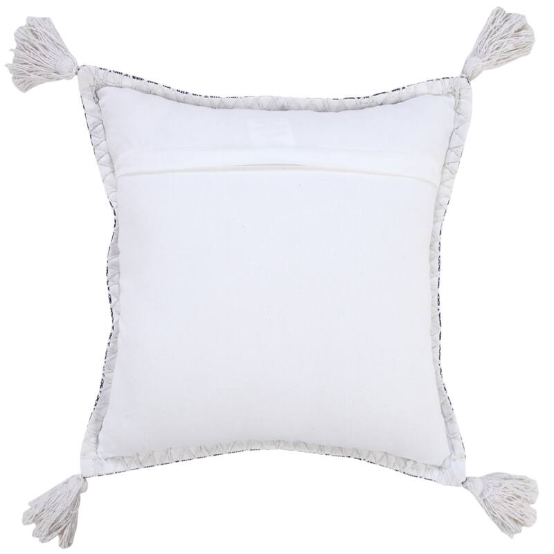 HomeRoots 20" X 20" Deep Blue And White 100% Cotton Zippered Pillow