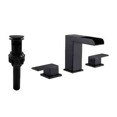 Two-Handle Waterfall Bathroom Faucet with Pop-Up Drain, SUS304 & Brass Construction, 1.2 GPM