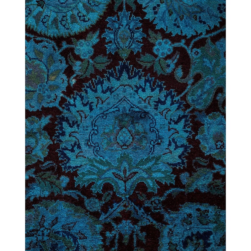 Overton Hand Knotted Wool Vintage Inspired Modern Contemporary Overdyed Blue Area Rug - 8' 0" x 10' 7"