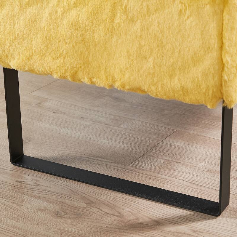 Heavy FauxFur Storage Ottoman with 2 Pillow Set