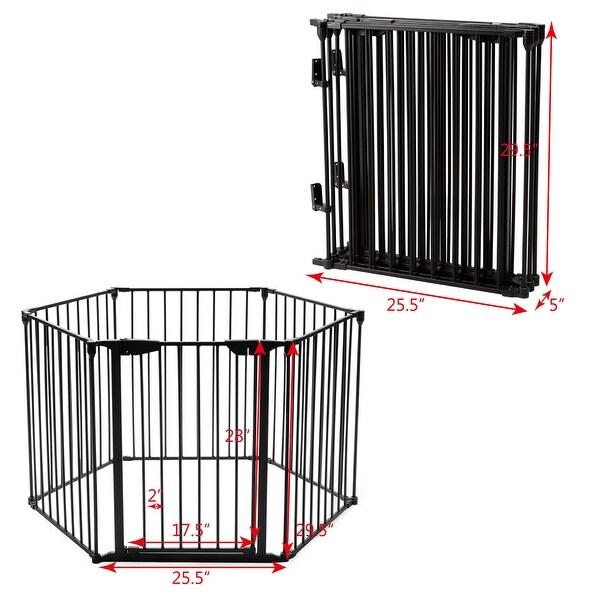 6 Panel Metal Gate Baby Pet Fence Safe Playpen Barrier 150