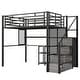 preview thumbnail 4 of 28, Metal Loft Bed with Bulit-in Wardrobe and Storage Shelves, Full Size Heavy Duty Loft Bedframe with Bulit-in Desk and Guardrail
