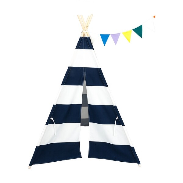 blue and white teepee tent