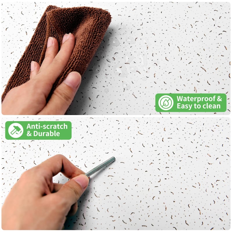 Art3d Flexible Easy DIY PVC Ceiling Tiles Wall Paneling 24"x24" or 24"x48"