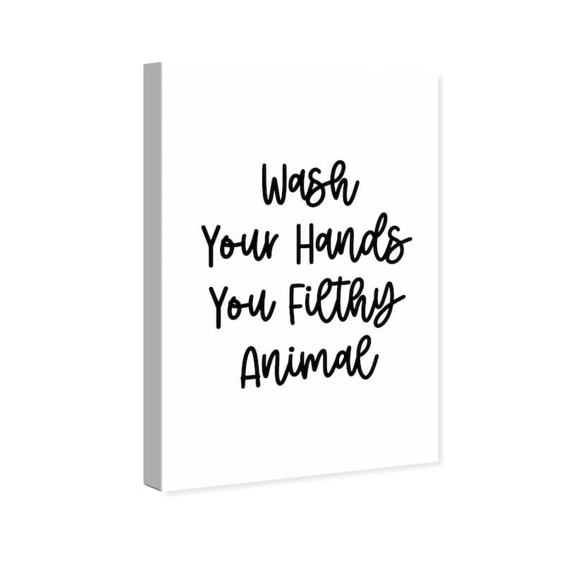 Wynwood Studio Canvas Typography and Quotes Wash Your Hands Black and Wall Art Canvas Print